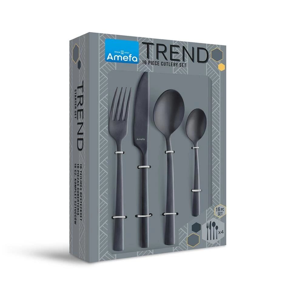 Amefa Manille - 16-delige Bestekset Voor 4 Personen - Stonewash Zwart 6 Amefa Manille - 16-delige Bestekset Voor 4 Personen - Stonewash Zwart - Afbeelding 4