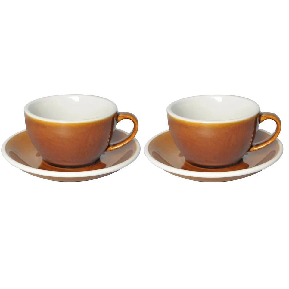 Egg Cappuccinokop Met Schotel - Set Van 2 - 250ml - Caramel 3 Egg Cappuccinokop Met Schotel - Set Van 2 - 250ml - Caramel