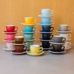 Egg Espressokop Met Schotel - Set Van 2 - 80ml - Zwart -Het originele servies. 1000093486 0103