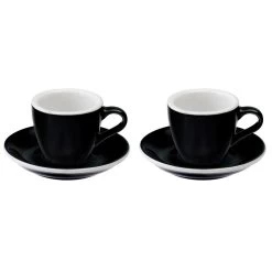 Egg Espressokop Met Schotel - Set Van 2 - 80ml - Zwart