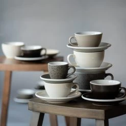 Egg Koffiekop Met Schotel - Set Van 2 - 150ml - Gunpowder -Het originele servies. 1000093492 0103