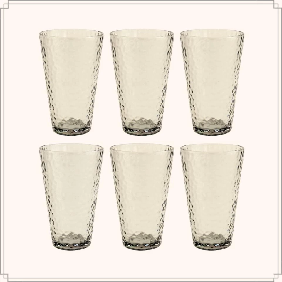 OTIX Waterglazen Longdrink Glazen Set Van 6 Stapelbaar 300ml Gehamerd Glas 4 OTIX Waterglazen Longdrink Glazen Set Van 6 Stapelbaar 300ml Gehamerd Glas - Afbeelding 2