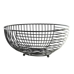 Metalen Draadmand Fruitschaal - Zwart - Rond - 28 X 12 Cm
