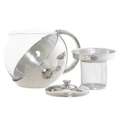 Items Theepot - Glas - RVS - 1100 Ml - Met Filter En Handvat -Het originele servies. 1000096726 0101