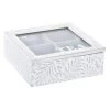Items Theedoos/theekist Leaves - Hout - Wit - 4 Vakken -Het originele servies. 1000096733