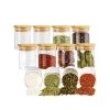 LW Collection Voorraadpotten Kruidenpotjes Glas 12 Stuks Bamboe Deksel 0.2L -Het originele servies. 1000097154
