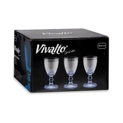 Vivalto - Luxe Wijnglazen Monaco Serie Set 6x Op Blauwe Voet 240 Ml -Het originele servies. 1000098292 0102