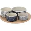 Excellent Houseware Borrelplank Hapjes/saus/tapas - Porselein - Blauw - Incl. 4x Schaaltjes 2 Excellent Houseware Borrelplank Hapjes/saus/tapas - Porselein - Blauw - Incl. 4x Schaaltjes -Het originele servies. 1000098783