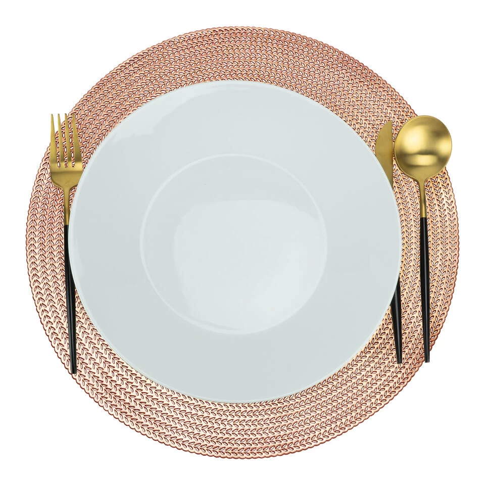 Krumble Placemat Rond - PVC - Rosegoud - Set Van 2 4 Krumble Placemat Rond - PVC - Rosegoud - Set Van 2 - Afbeelding 2