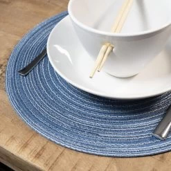 Krumble Placemat Rond - Blauw/grijs - Set Van 8 -Het originele servies. 1000099170 0101