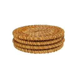QUVIO Glasonderzetters - Set Van 4 - Rotan