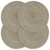 VidaXL Placemats 4 St Rond 38 Cm Jute Effen Grijs -Het originele servies. 1444569856