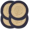 VidaXL Placemats 4 St 38 Cm Jute En Katoen Natuurlijk En Marineblauw -Het originele servies. 1547663006