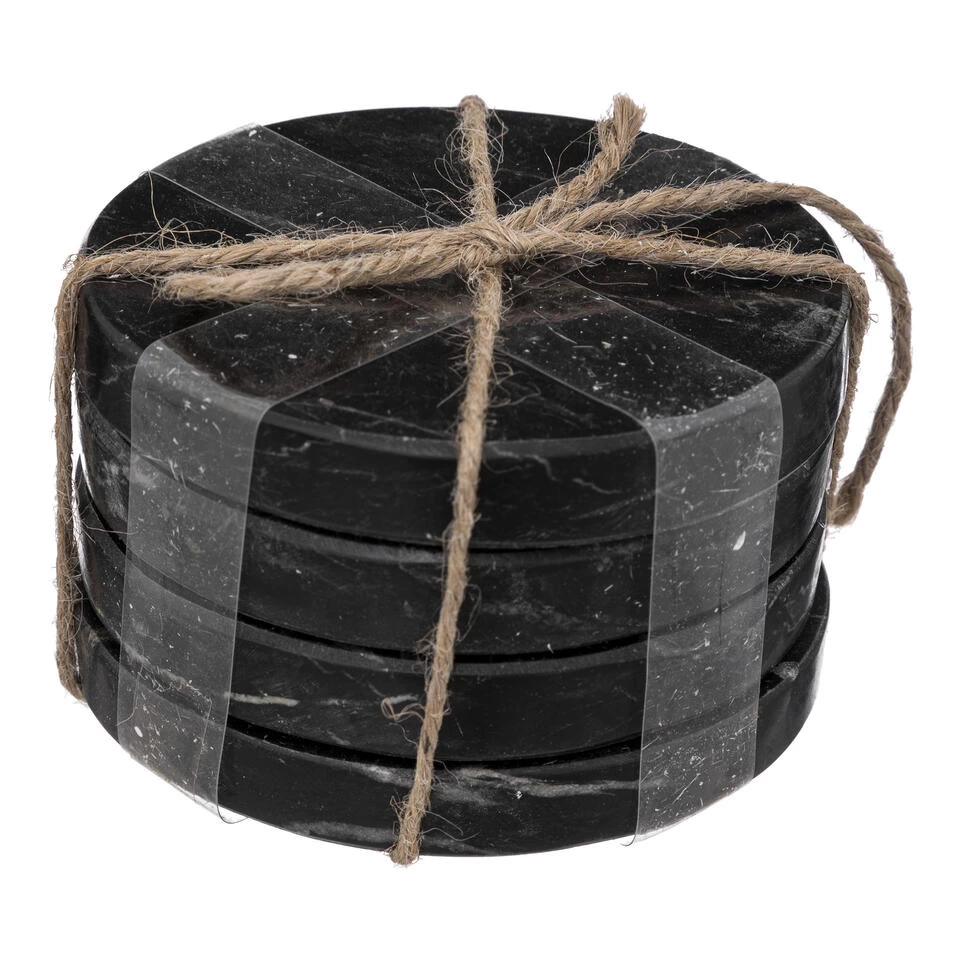 Secret De Gourmet Onderzetters Voor Glazen - 4 Stuks - Marmer - Zwart 5 Secret De Gourmet Onderzetters Voor Glazen - 4 Stuks - Marmer - Zwart - Afbeelding 3