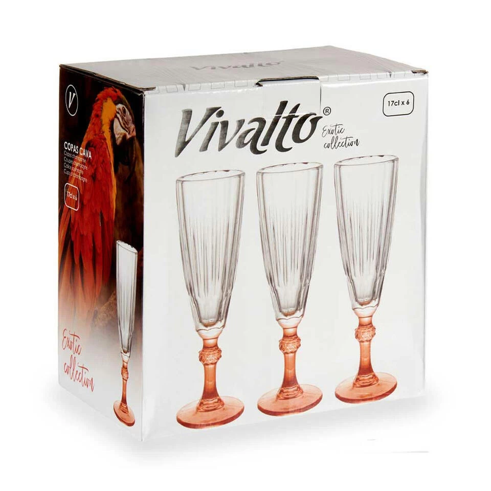 Vivalto - Champagneglazen Exotic Collection Set 6x Op Oranje Voet 170ml 5 Vivalto - Champagneglazen Exotic Collection Set 6x Op Oranje Voet 170ml - Afbeelding 3