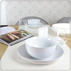 OTIX Soepkommen Set Van 6 Schaaltjes Porselein Wit Met Gouden Rand 13,5 X 6 Cm -Het originele servies. 58c9cc509c9d4a0aaff95a64c791856f