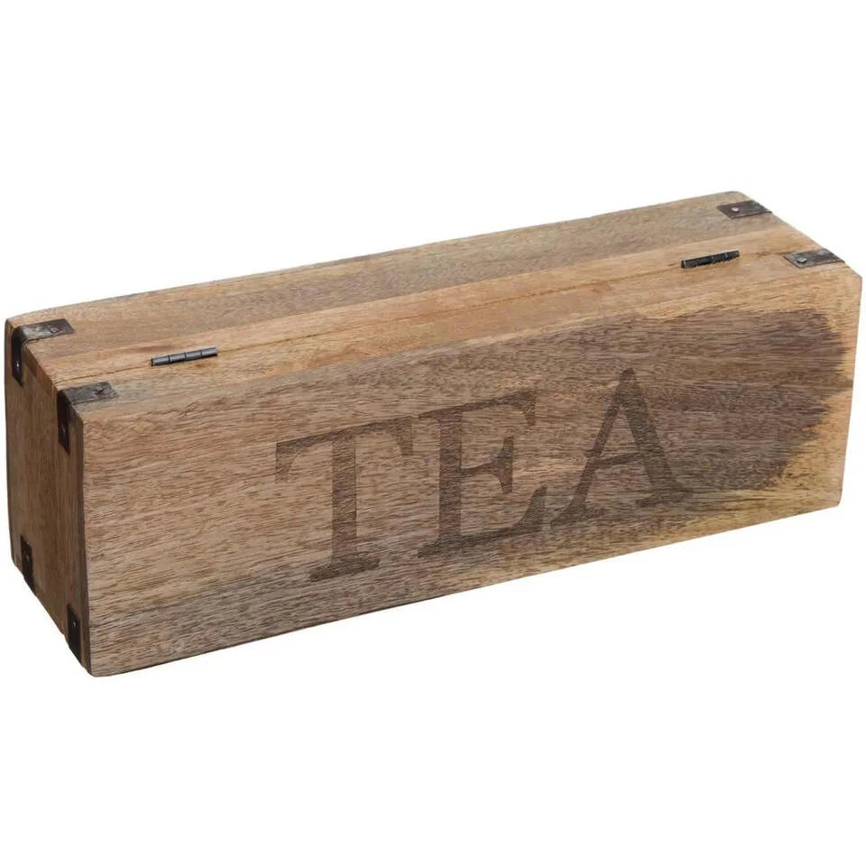 Atmos Fera Theedoos - Bruin - 4-vaks - Mango Hout - 32 X 10 Cm 4 Atmos Fera Theedoos - Bruin - 4-vaks - Mango Hout - 32 X 10 Cm - Afbeelding 2