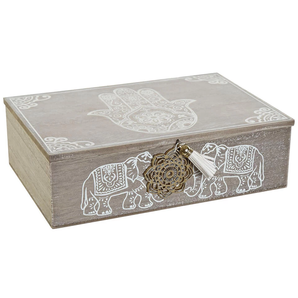 Items Theedoos - 6-vaks - Hout - Indian - 24 X 16 X 7 Cm 4 Items Theedoos - 6-vaks - Hout - Indian - 24 X 16 X 7 Cm - Afbeelding 2