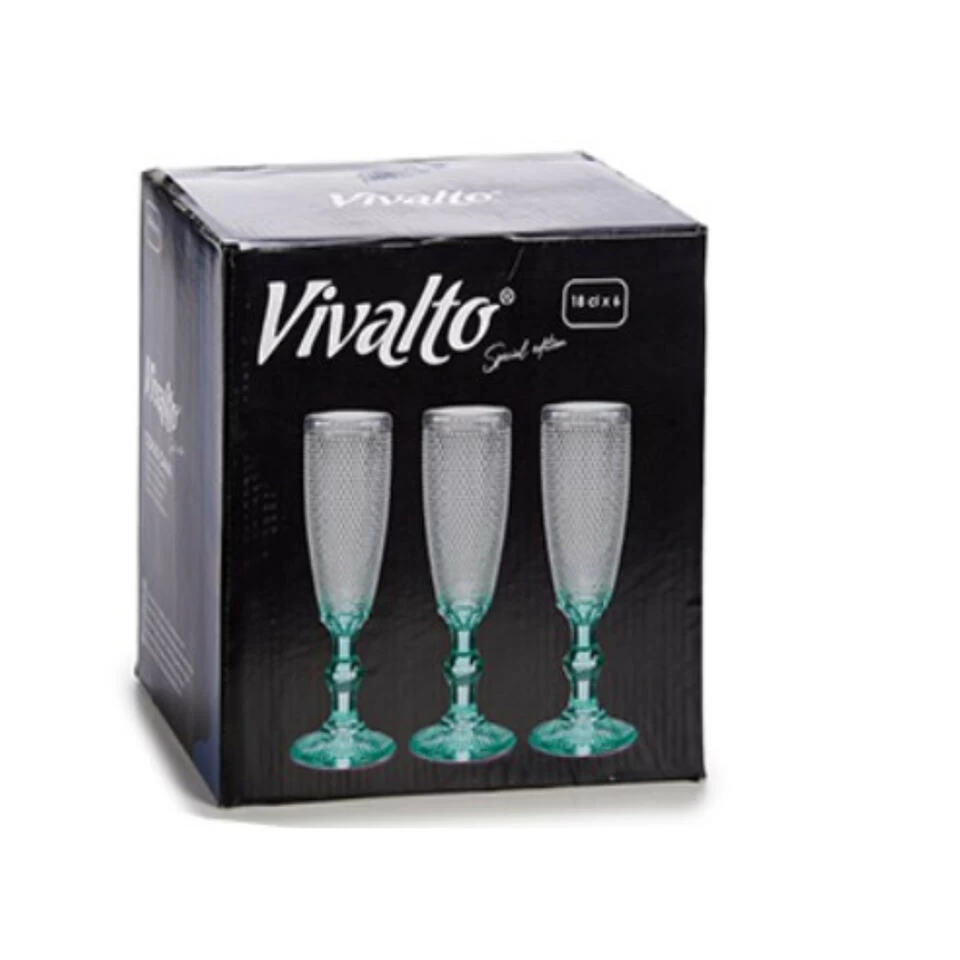 Vivalto - Luxe Champagneglazen Monaco Serie Set 6x Blauwe Voet 180 Ml 5 Vivalto - Luxe Champagneglazen Monaco Serie Set 6x Blauwe Voet 180 Ml - Afbeelding 3