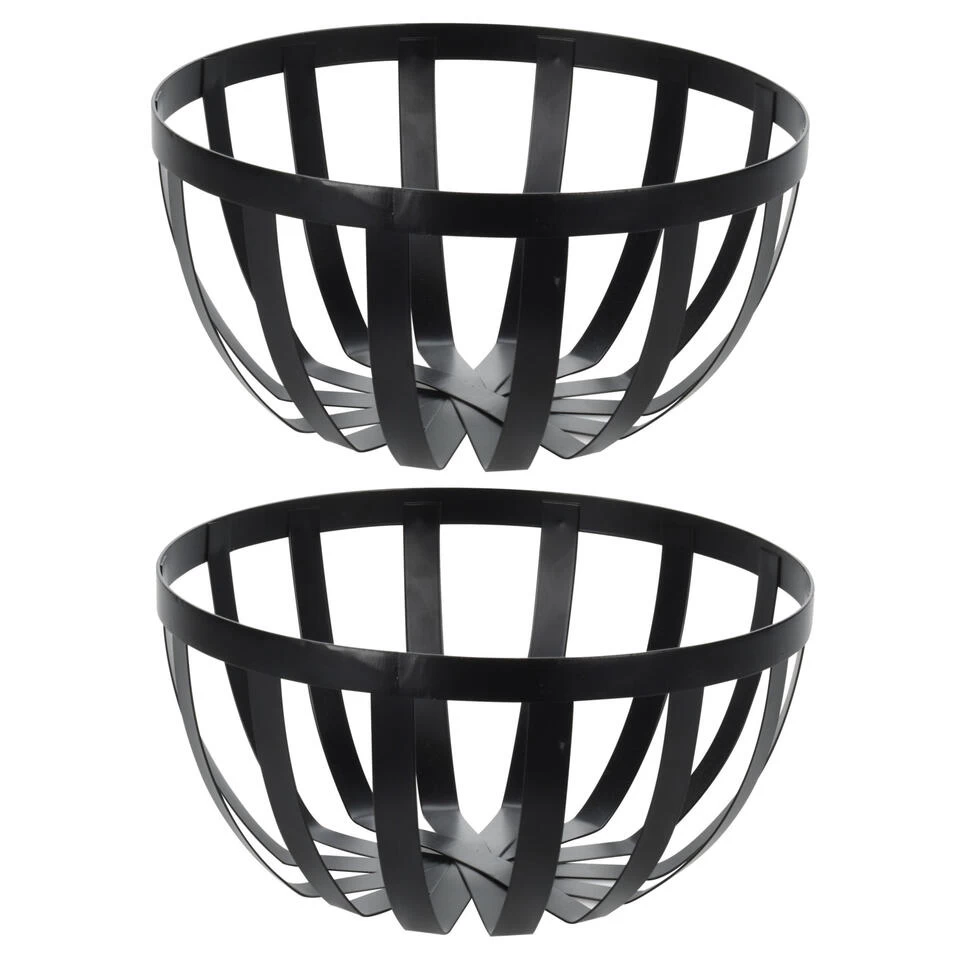 Excellent Houseware Fruitmand-fruitschaal - Metaal - Zwart - D25 Cm 5 Excellent Houseware Fruitmand-fruitschaal - Metaal - Zwart - D25 Cm - Afbeelding 3