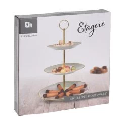 Excellent Houseware Etagere Met 3 Lagen - Wit - Porselein - 33 Cm Hoog -Het originele servies. 68d587d3ed5442788ab9b1fb15771bb6