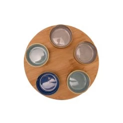 Billiet Serveerplank Bamboe - Met 5x Luxe Schaaltjes - Dia 25 Cm -Het originele servies. 86acdc236be54643a3f592250d341985