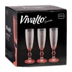 Vivalto - Luxe Champagneglazen Monaco Serie Set 6x Op Roze Voet 180 Ml -Het originele servies. 8a7163124cd14139b5df139bf8f5910a