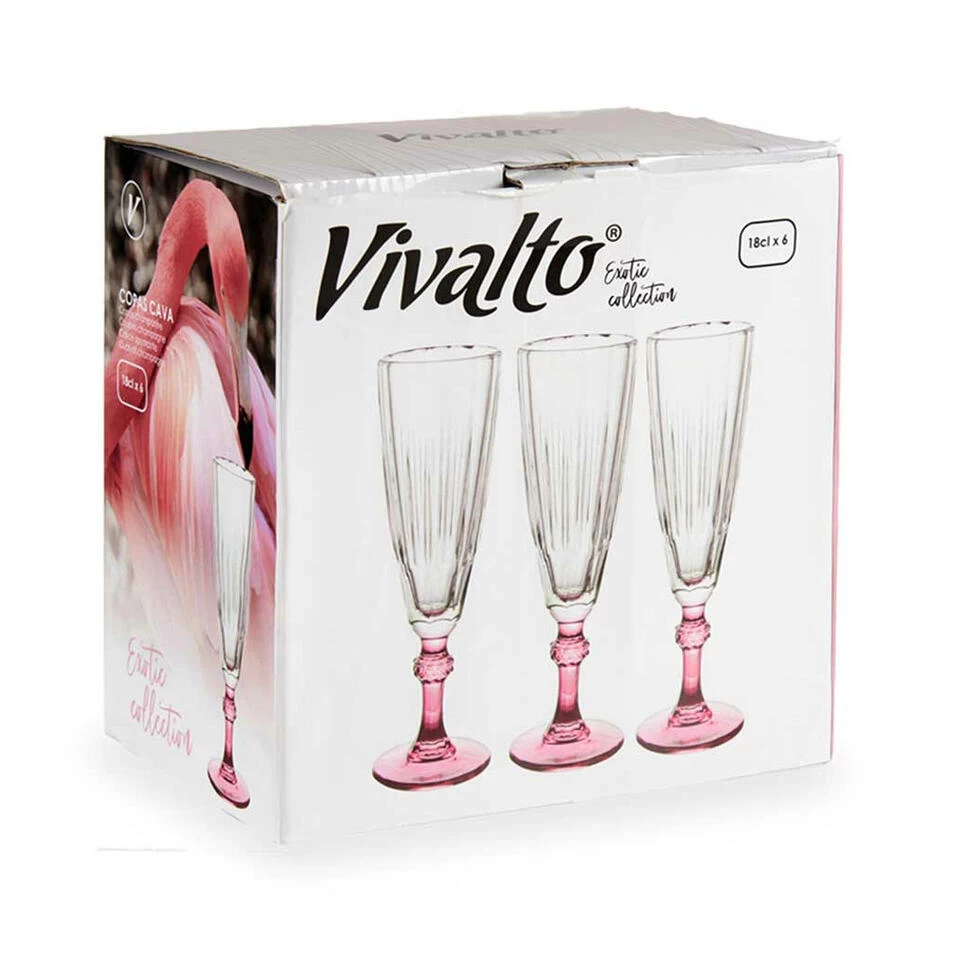 Vivalto - Champagneglazen Exotic Collection Set 6x Op Roze Voet 170 Ml 5 Vivalto - Champagneglazen Exotic Collection Set 6x Op Roze Voet 170 Ml - Afbeelding 3