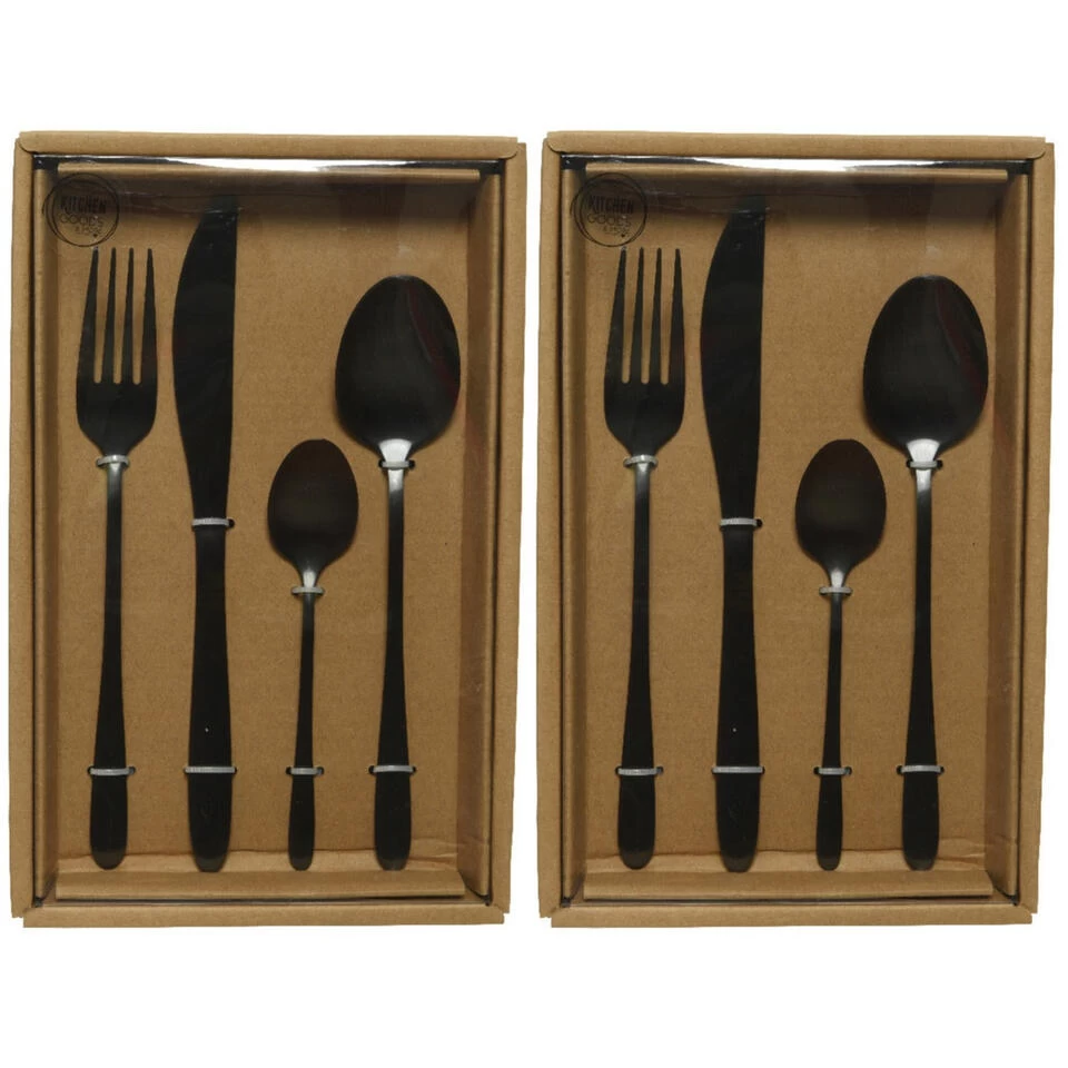 Decoris Bestekset - 16-delig - Zwart - RVS - 4 Personen 4 Decoris Bestekset - 16-delig - Zwart - RVS - 4 Personen - Afbeelding 2