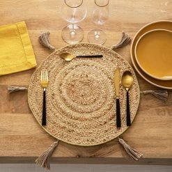 Atmosphera Placemat - Raffia Naturel - Rond - 38 Cm -Het originele servies. ce1832d813544e9d96afc5355171dd85