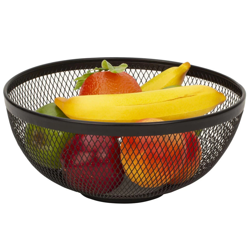 Metalen Draadmand Fruitschaal - Zwart - Rond - 26 X 12 Cm 4 Metalen Draadmand Fruitschaal - Zwart - Rond - 26 X 12 Cm - Afbeelding 2