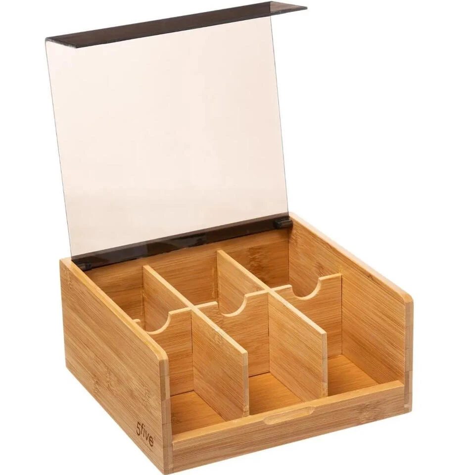 5five Theedoos - Bruin - 6-vaks - Bamboe Hout - 22 X 21 Cm 4 5five Theedoos - Bruin - 6-vaks - Bamboe Hout - 22 X 21 Cm - Afbeelding 2