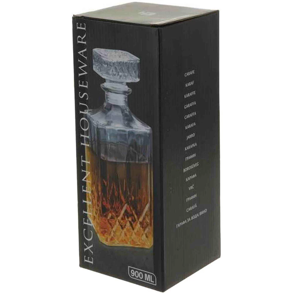 Excellent Houseware Whisky Karaf - Glas - 900 Ml - Geslepen Glas - 9 X 23 Cm 4 Excellent Houseware Whisky Karaf - Glas - 900 Ml - Geslepen Glas - 9 X 23 Cm - Afbeelding 2