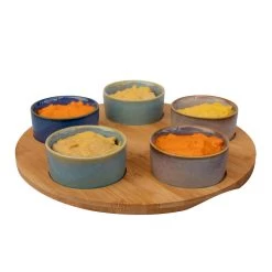 Billiet Serveerplank Bamboe - Met 5x Luxe Schaaltjes - Dia 25 Cm -Het originele servies. ed708fdbe7344153b6bcbd2641c2da4a